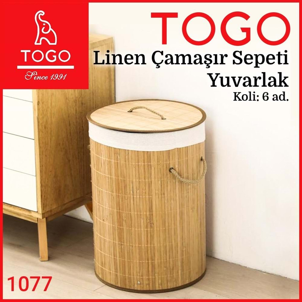 TOGO1077 BAH5277 LİNEN ÇAMAŞIR SEPETİ YUVARLAK KL:6