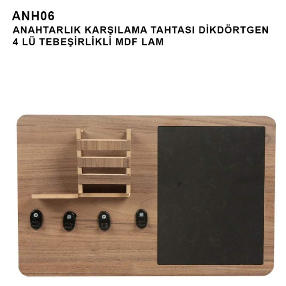 ANH06 - ANAHTARLIK DİKT. MDF ASKILI 4'LÜ BÜYÜK