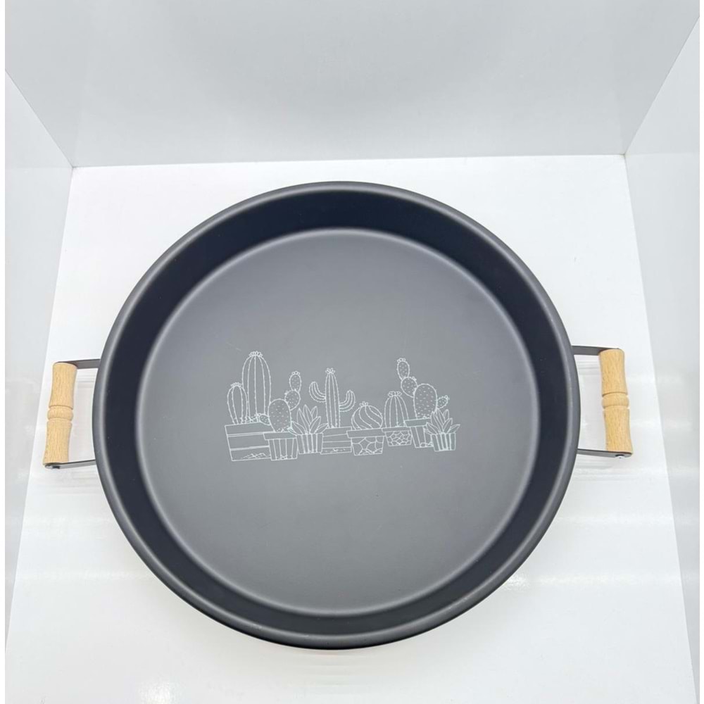 ARC - KAKTÜS SUNUM TEPSİSİ 37 CM AHŞAP SAPLI