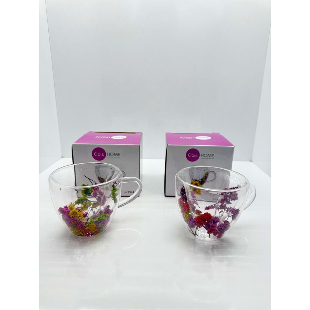 ELB-191 ÇİFT CİDARLI ÇİÇEKLİ BARDAK 179 ML