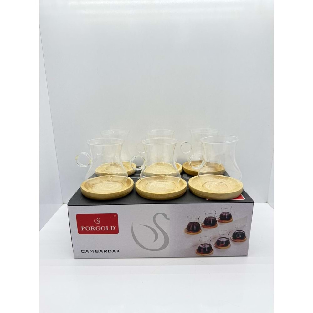 ALHCB-170A ÇAY SETİ 12 PARÇA BAMBU TABAKLI