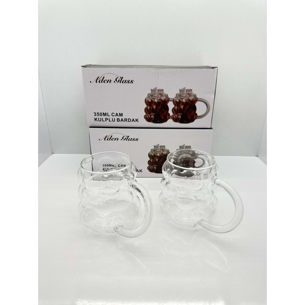 ADN906 - ÜZÜMLÜ KULPLU 2Lİ BARDAK 350 ML KL:36