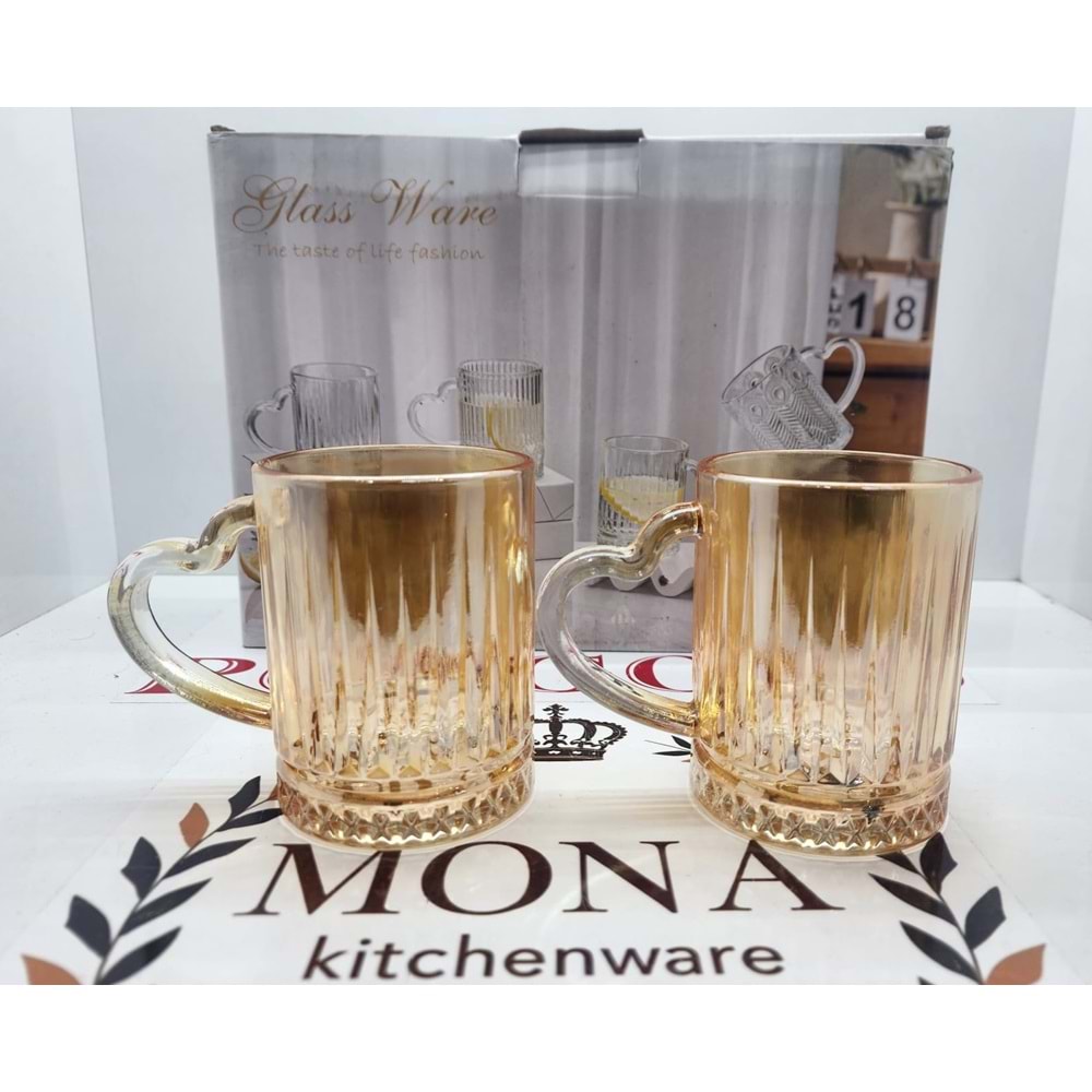 XY-0484-B ELYSİA KALP KULPLU CAM BARDAK 6'LI