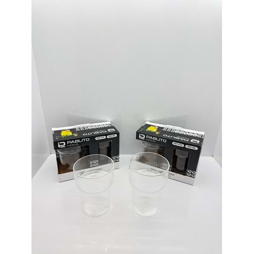 PBT-376 ÇİZGİLİ CAM BARDAK 2'Lİ 300 ML
