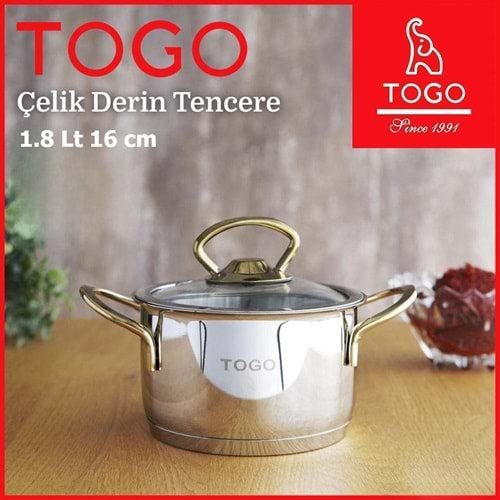 TOGO5619 - ZEN 16 CM DERİN ÇELİK TENCERE 1.8 LT KL:24