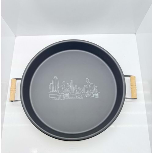 ARC - KAKTÜS SUNUM TEPSİSİ 37 CM AHŞAP SAPLI