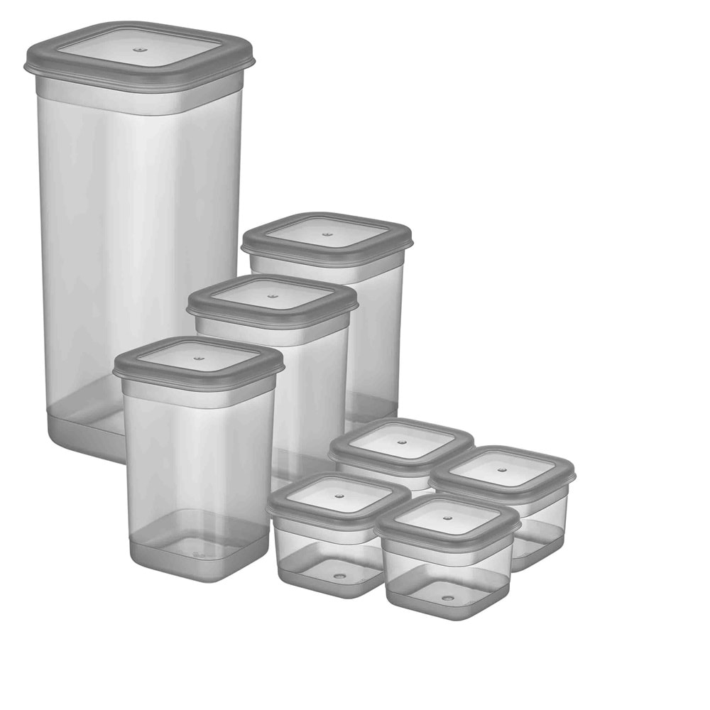 ORG434 - GRİ ERZAK SAKLAMA KABI 8'Lİ SET KL:24
